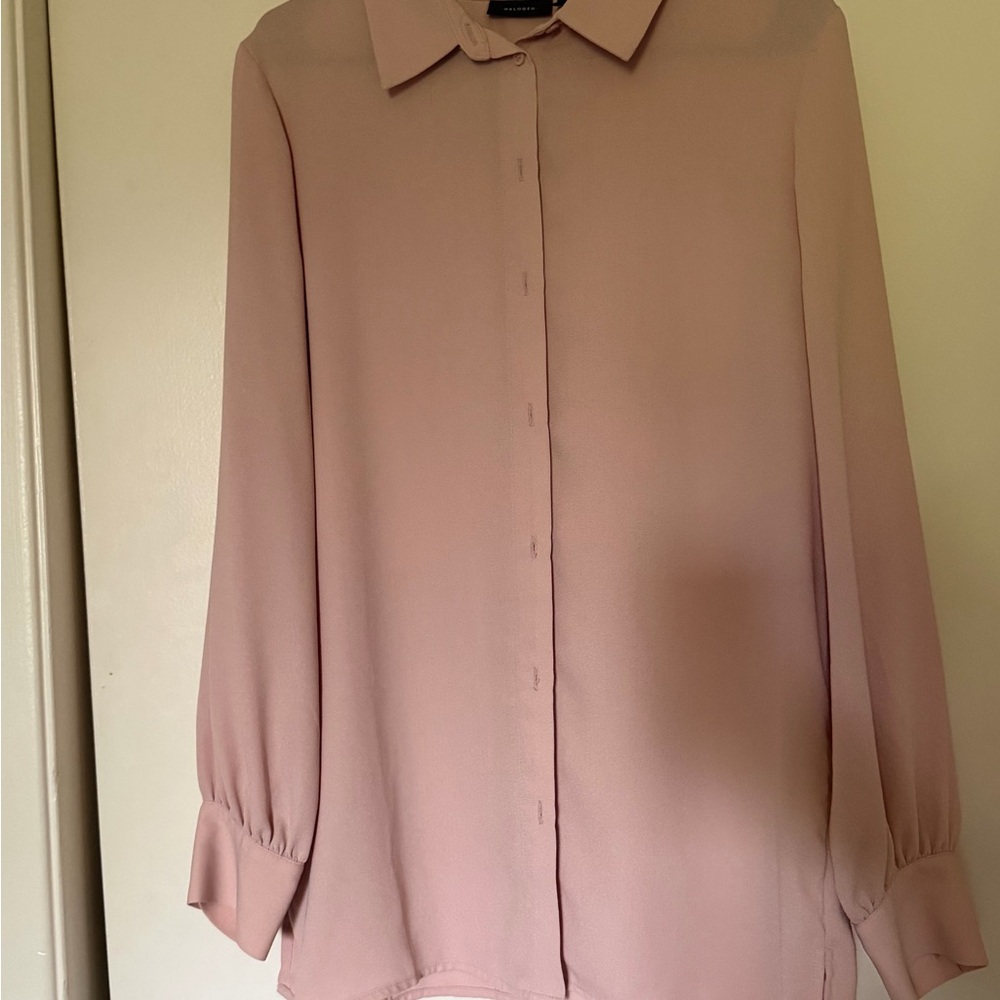 Halogen Pink Button-Up Blouse
